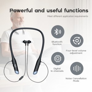 Great-Ears G60 Rechargeable Bluetooth Neckband Hearing Aids with 16 Digital Channels, Dual Listening Modes, and Type-C Fast Charging for Seniors