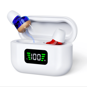 Great-Ears G93 Automatic On/Off Rechargeable CIC Hearing Aids with four volume levels, Magnetic Charging, and 28-Hour Battery Life for Seniors