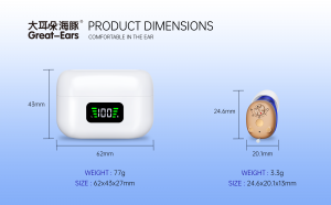 Great-Ears G93 Automatic On/Off Rechargeable CIC Hearing Aids with four volume levels, Magnetic Charging, and 28-Hour Battery Life for Seniors